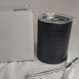 Brown Sugar Milk Tea Tumbler with Straw Insulated 10 Oz With Straw